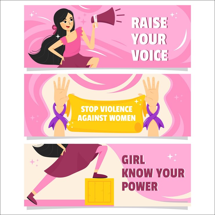 Diseño de colección de pancartas sin violencia contra las mujeres.