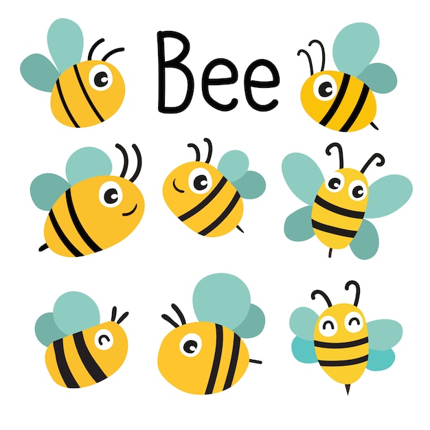 Diseño de colección de vectores de abeja