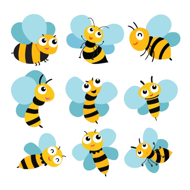 Diseño de colección de vectores de abeja