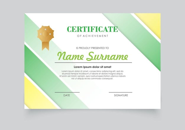 Diseño de color degradados de plantilla de certificado moderno. Fácil de imprimir.