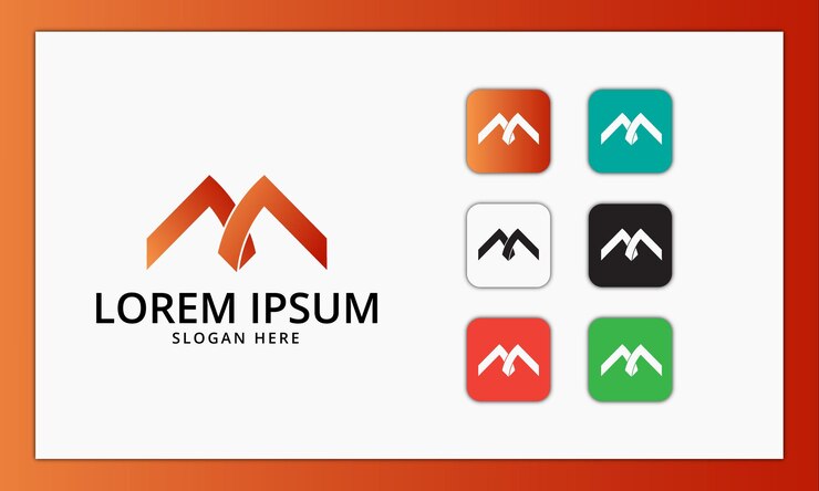 Diseño de color del icono del logotipo de la letra m