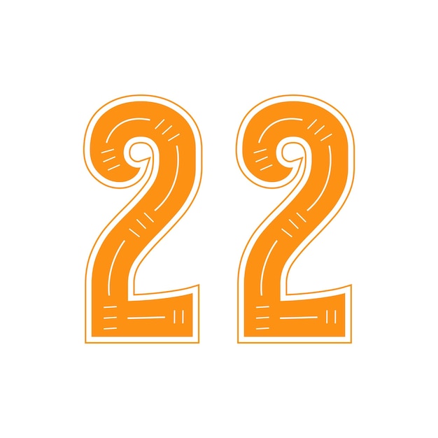 Diseño de color naranja de 22 dígitos.