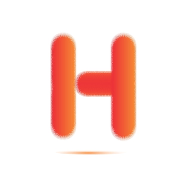 diseño de color rojo y naranja degradado 3d letra H