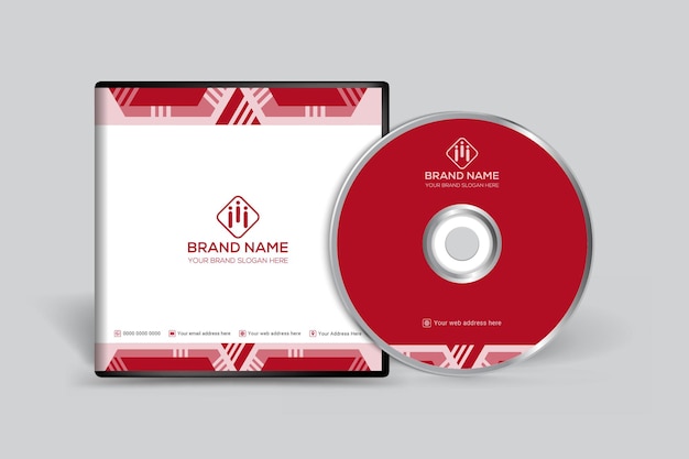 Diseño de color rojo de la portada del CD de la empresa