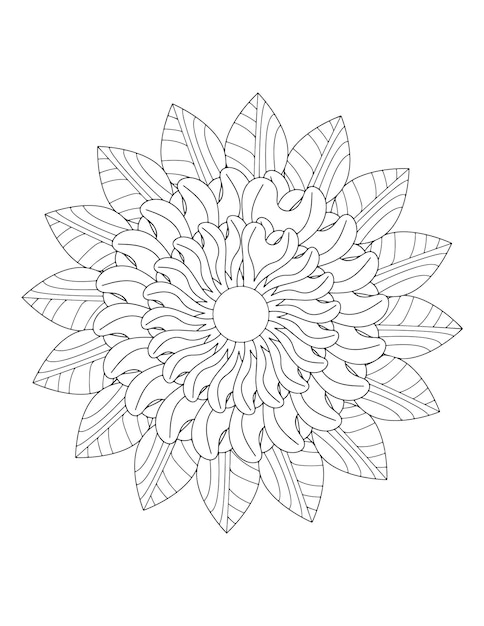 Diseño de coloración de mandala para principiantes, patrón de flores mehndi para dibujo y tatuaje de henna.