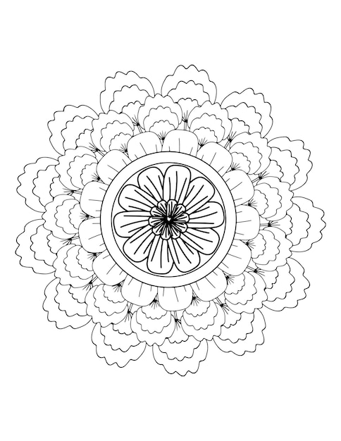 Diseño de coloración de mandala para principiantes, patrón de flores Mehndi para dibujo y tatuaje de Henna.