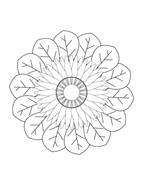 Diseño de coloración de mandala para principiantes, patrón de flores Mehndi para dibujo y tatuaje de Henna.