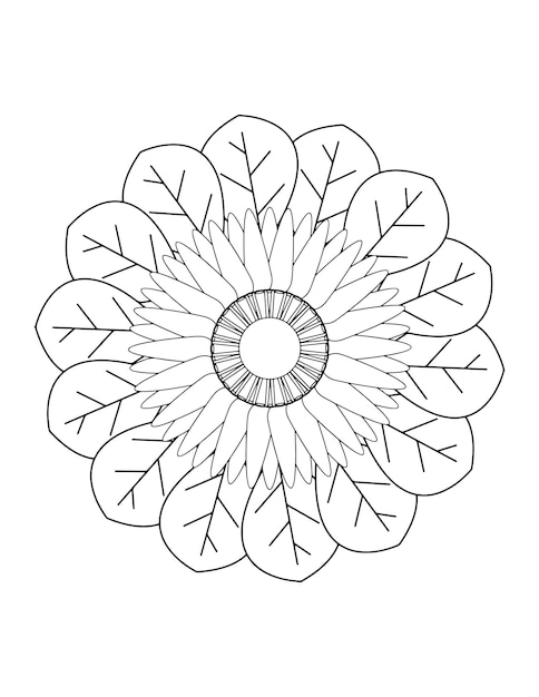 Diseño de coloración de mandala para principiantes, patrón de flores mehndi para dibujo y tatuaje de henna.