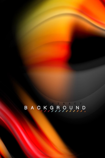 Diseño de colores líquidos fluidos mármol colorido o plástico textura ondulada fondo elementos multicolores brillantes en negro para presentación de negocios o tecnología o diseño de portada de folleto web papel tapiz