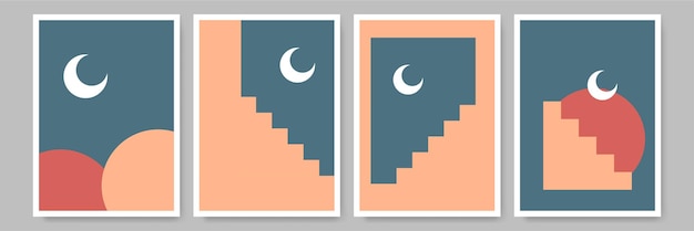 Diseño de colores neutros de Boho geométrico plano abstractamente sencillo y colorido