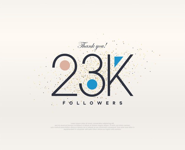 Diseño colorido 23k seguidores vector premium simple moderno