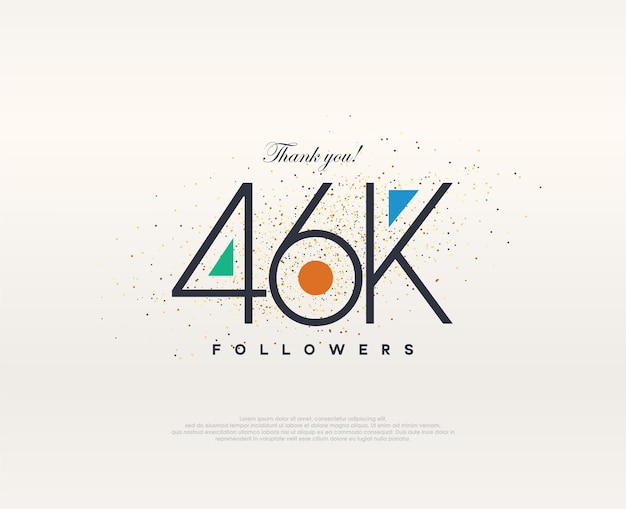 Diseño colorido 46k seguidores vector premium moderno y sencillo