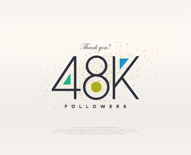 Diseño colorido 48k seguidores vectorial premium moderno y sencillo