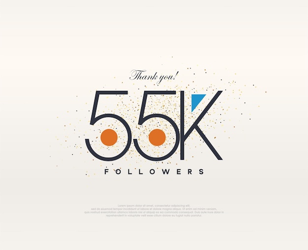 Diseño colorido 55k seguidores vector premium moderno y sencillo