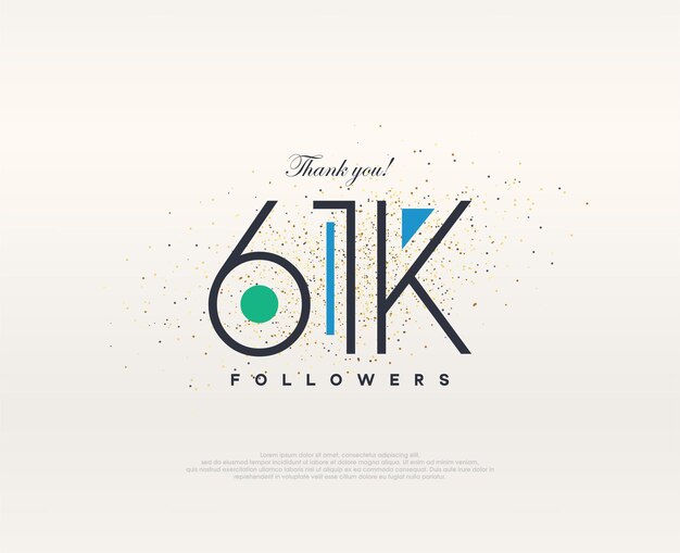 Diseño colorido 61k seguidores vector premium simple moderno
