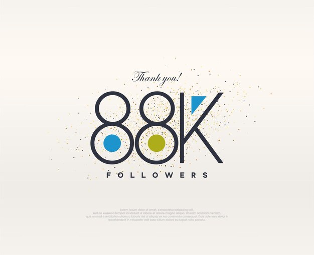 Diseño colorido 88k seguidores vector premium moderno y sencillo