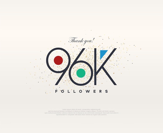 Diseño colorido 96k seguidores vector premium moderno y sencillo