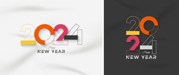 Diseño colorido de año nuevo con números recortados únicos Diseño de vector premium para saludo Cartel de invitación y otros