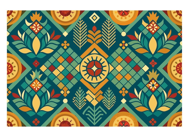 un diseño colorido con un círculo y un diseño de flores
