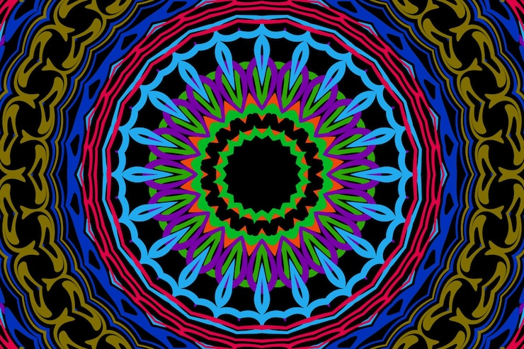 Vector un diseño colorido con un círculo de flores en él