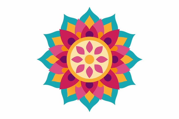 un diseño colorido con un círculo de flores en él
