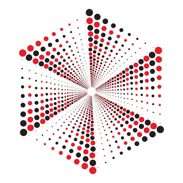 un diseño colorido con círculos rojos y negros y un fondo blanco