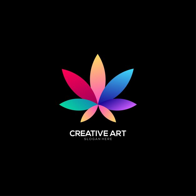 Diseño colorido degradado de logotipo de cannabis