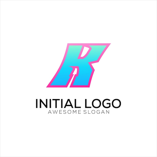 Diseño colorido degradado de logotipo inicial K