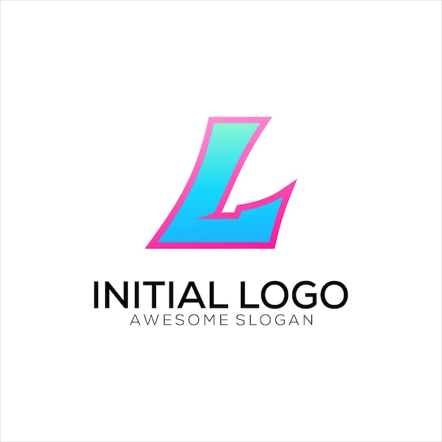 Diseño colorido degradado de logotipo inicial L
