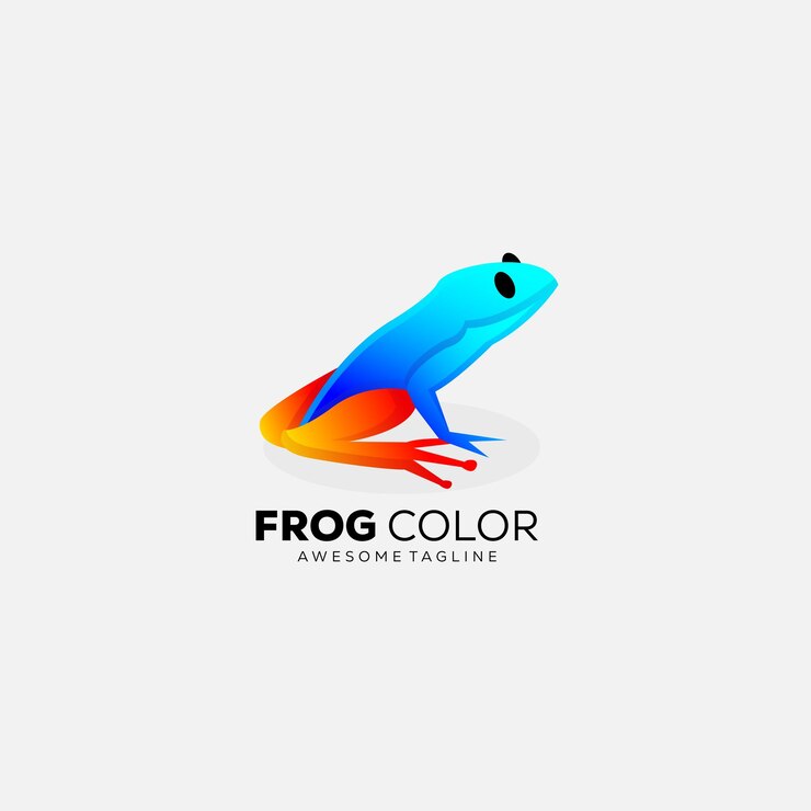 Vector diseño colorido degradado de logotipo de rana