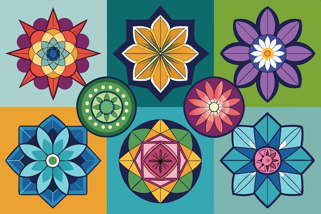 un diseño colorido con diferentes colores y patrones