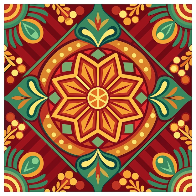 un diseño colorido con un diseño de flores en él