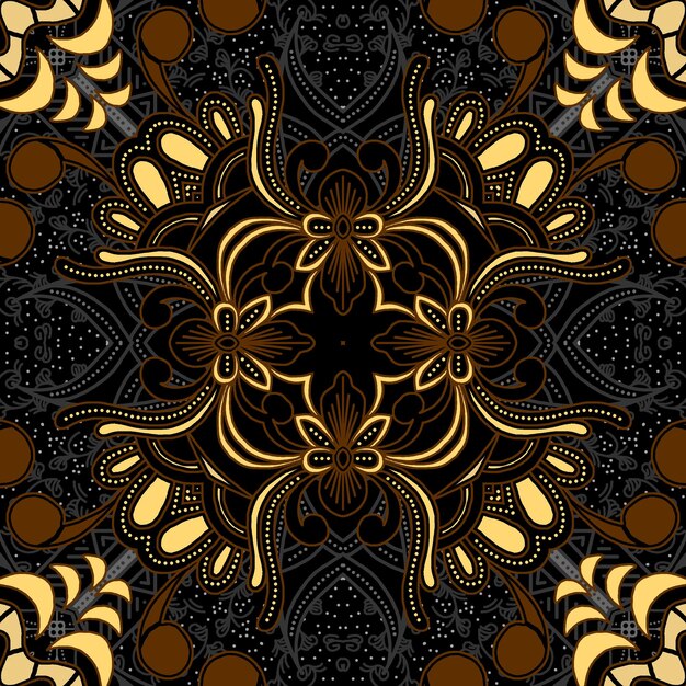 un diseño colorido con elementos dorados y negros