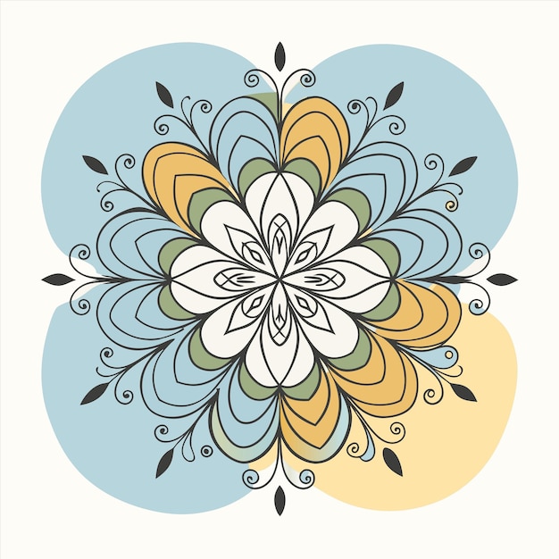 un diseño colorido con una flor amarilla en él