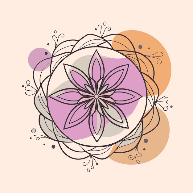 un diseño colorido con una flor en él