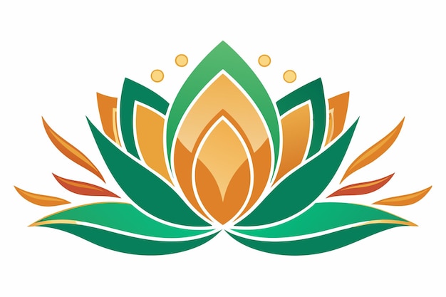 un diseño colorido con una flor verde en él