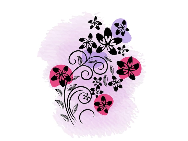 un diseño colorido con flores y hojas en él