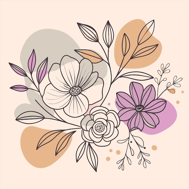 un diseño colorido con flores y hojas