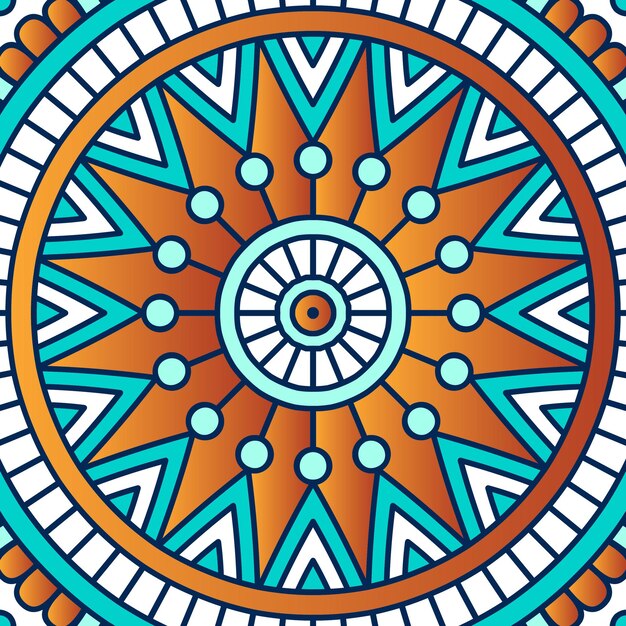 un diseño colorido con un fondo azul y naranja