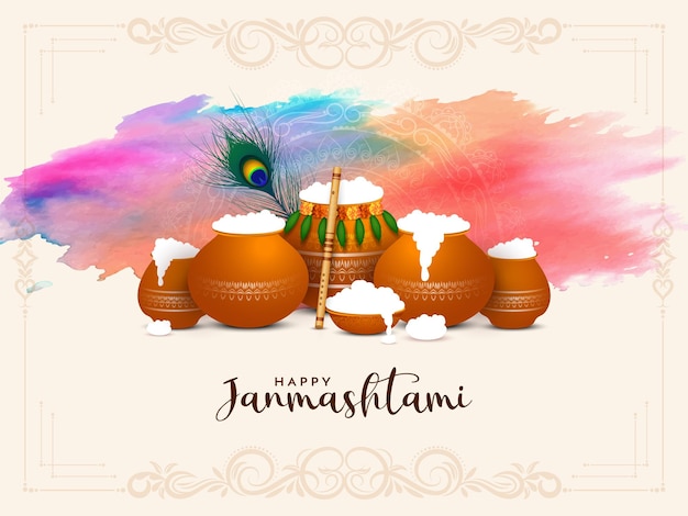 Diseño colorido del fondo de la celebración del festival feliz janmashtami