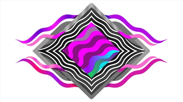 un diseño colorido con un fondo negro y rosa