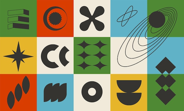 Diseño colorido geométrico arte vectorial abstracto con formas y formas brutales simples