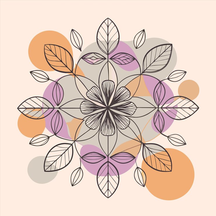 Vector un diseño colorido con hojas y un círculo de hojas