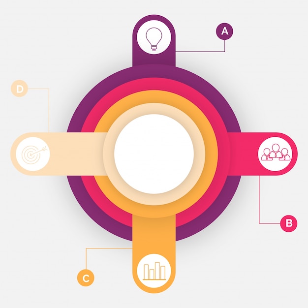 Diseño colorido de la línea de tiempo de infographics con cuatro (4) pasos.