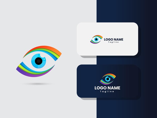 Diseño colorido del logotipo de cuidado de la vista