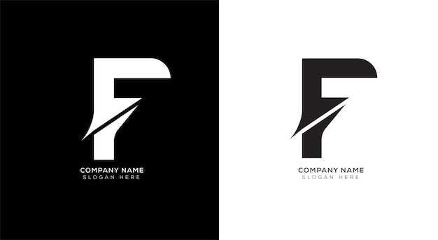 Diseño colorido del logotipo de la letra F con blanco y negro