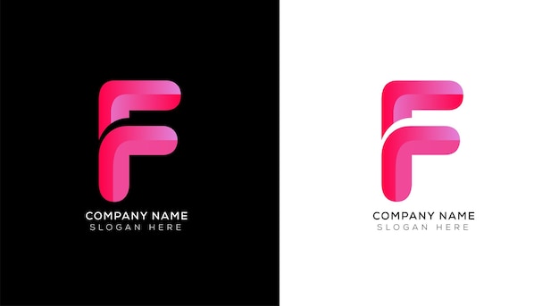 Diseño colorido del logotipo de la letra F con blanco y negro