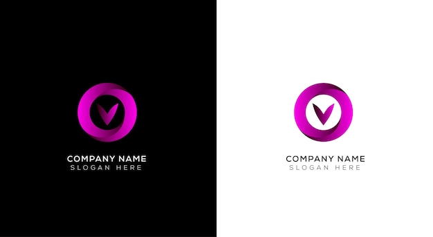 Diseño colorido del logotipo de la letra O con fondo blanco y negro