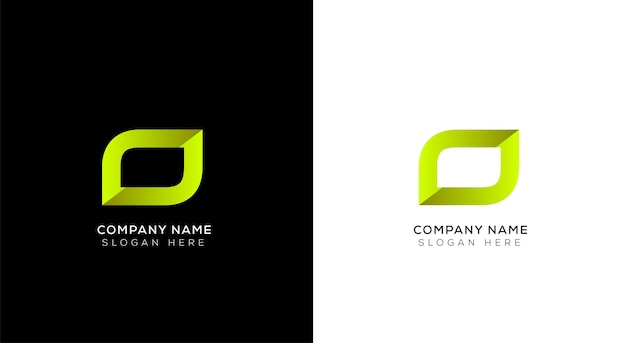 Diseño colorido del logotipo de la letra O con fondo blanco y negro