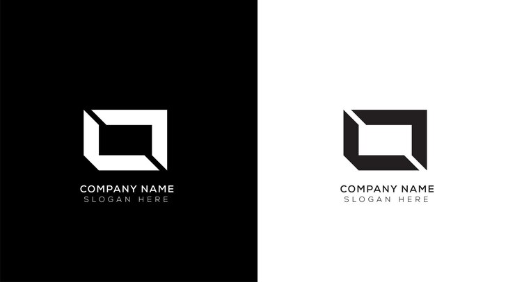 Vector diseño colorido del logotipo de la letra o con fondo blanco y negro